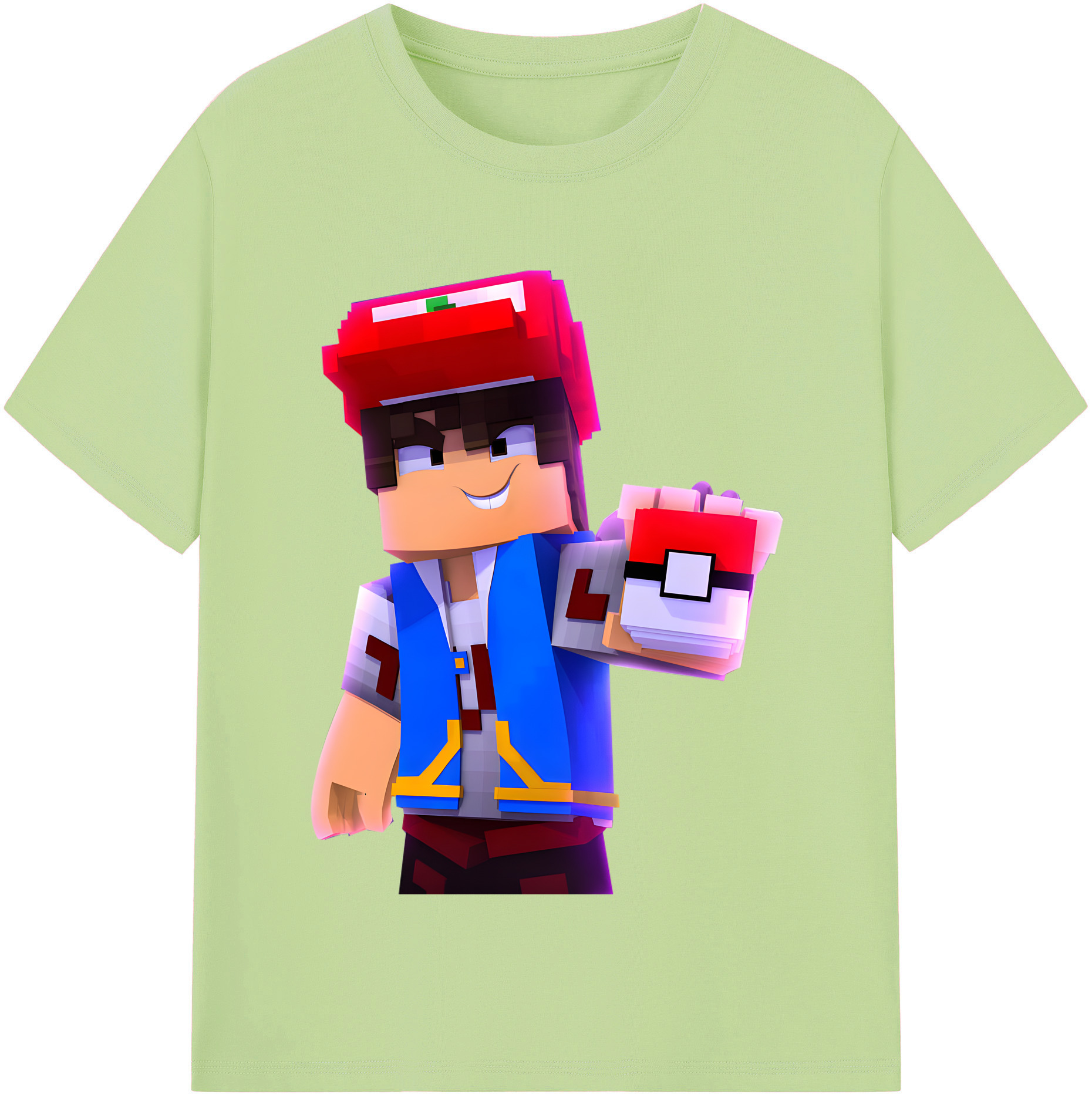 （画像用） マインクラフト ブロックの世界 Minecraft MC Block world 綿100％半袖Tシャツ（フロントプリント）